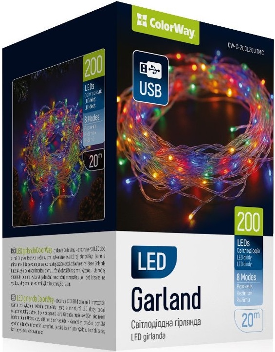 Купить Гирлянда линейная Colorway LED 200 20 м разноцветная USB (CW-G-200L20UTMC) - Фото 1 Гирлянда линейная Colorway LED 200 20 м разноцветная USB (CW-G-200L20UTMC) - Фото 1