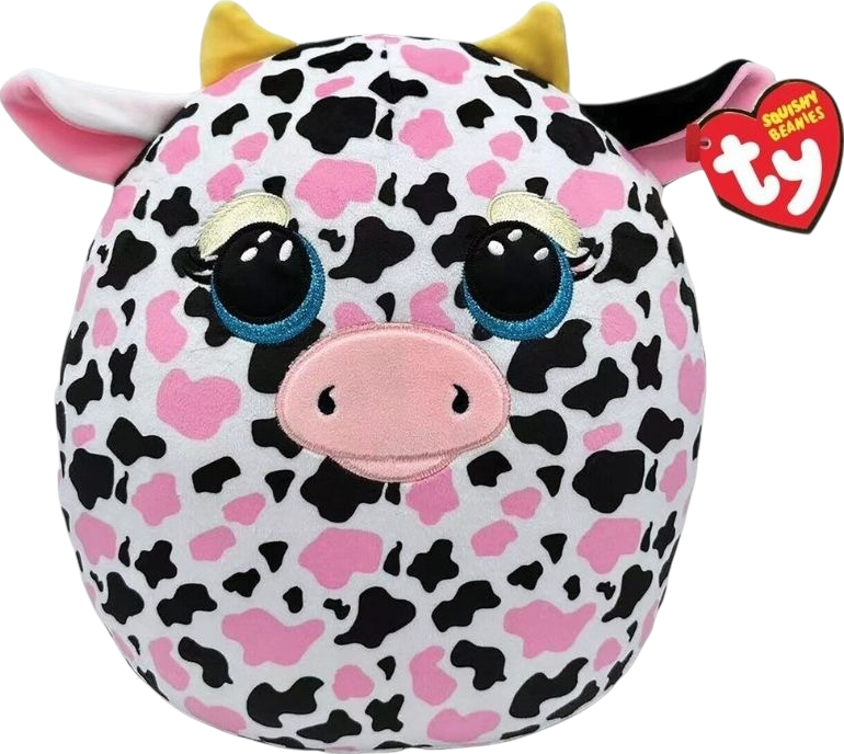 Мягкая игрушка подушка TY Squish-a-boos Розовая коровка Milkshake 40 см (39364) - Фото 1