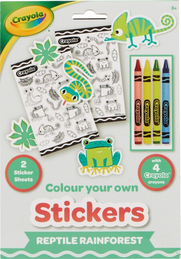 Набор для рисования Crayola Раскраски-наклейки Рептилии в тропическом лесу с карандашами (15754-A) - Фото 1