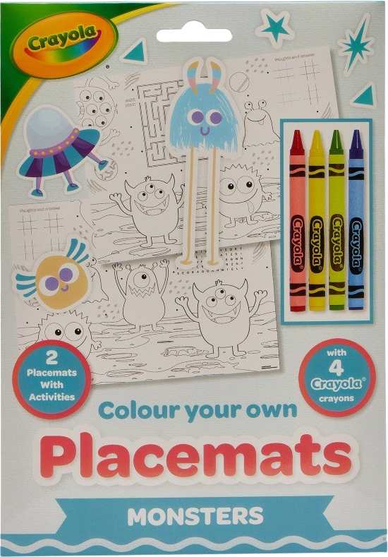 Набор для рисования Crayola Подложки-раскраски Монстры 2шт. с карандашами (15755-B) - Фото 1