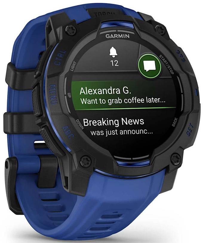 Смарт-часы Garmin Instinct 3, 45mm, AMOLED, Black with Bolt Blue Band (010-02936-03) - Фото 1