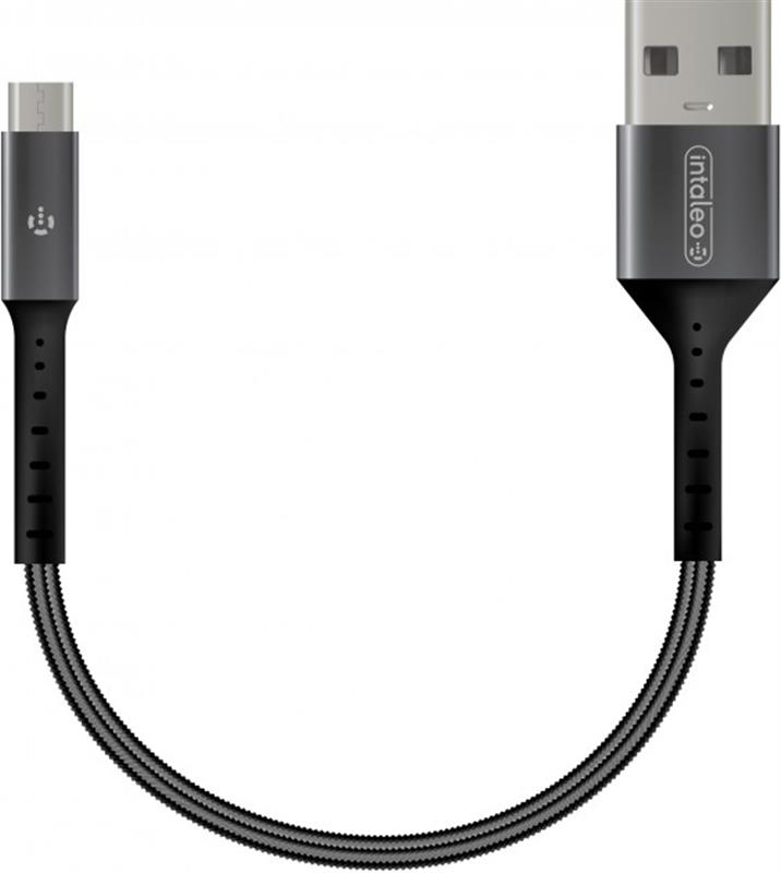 Кабель Intaleo CB0 USB-microUSB 0.2m Black/Grey (1283126495632) - Фото 1