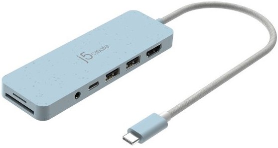 Хаб USB J5create USB-C 6-в-1 Fresh Cyan (JCD373EC-N) - Фото 1