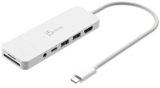 Хаб USB J5create USB-C 6-в-1 Nature White (JCD373EW-N) - Фото 1