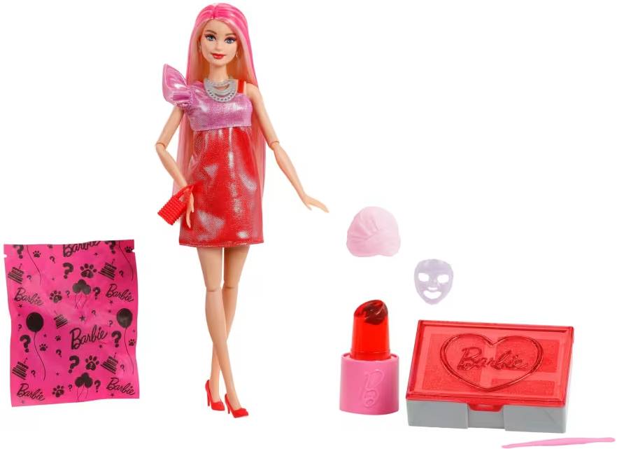 Лялька Barbie "Party Unboxed" серії "Бьюті-вечірка" у рожево-червоних тонах (JFY68) - Фото 1