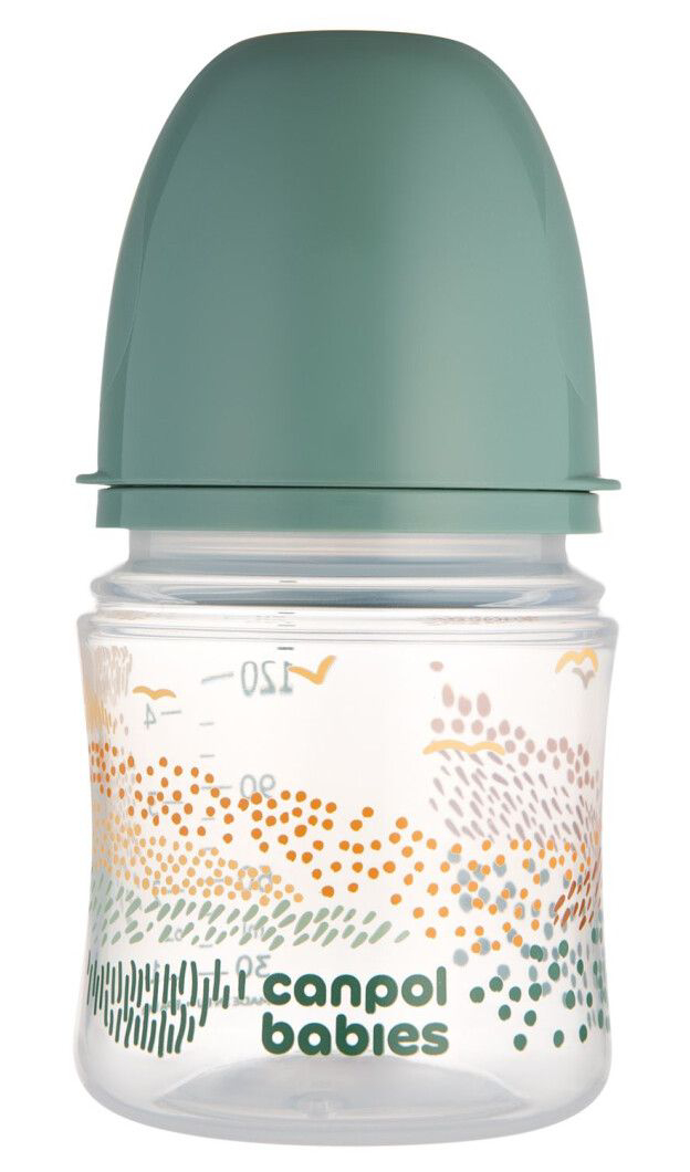 Пляшка для годування Canpol babies з широким отвором антиколікова Easystart MOUNTAINS 120 мл зелена (35/242_gre) - Фото 1