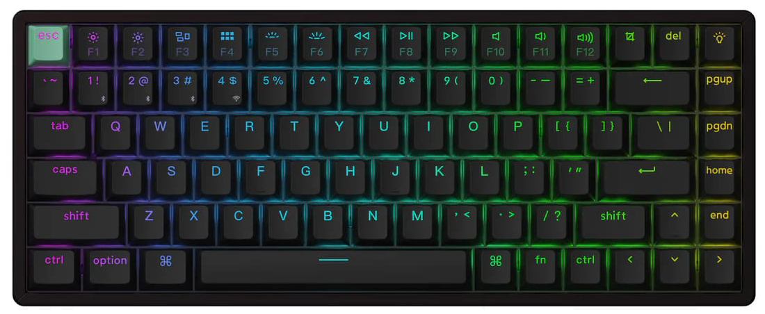 Клавиатура беспроводная Keychron K2HE 81Key, Gateron Double-Rail Magnetic Nebula, WL/BT/USB-A Black (K2H-J1-UA) - Фото 1