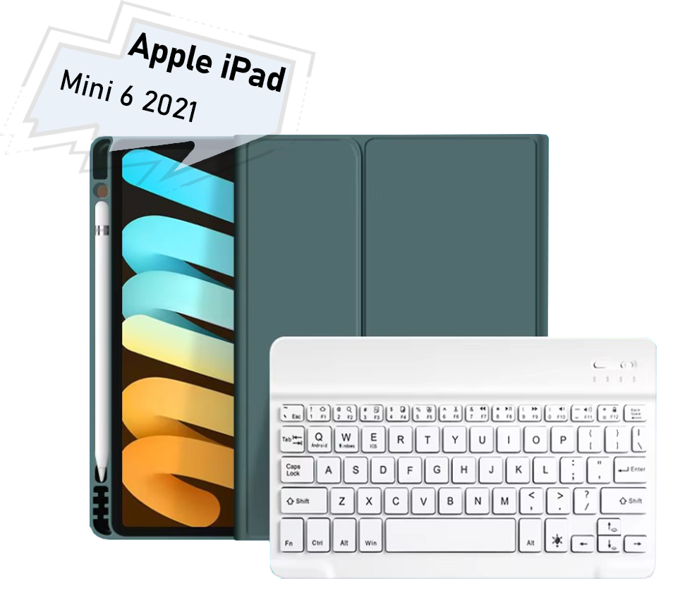 Чехол для планшета BeCover с беспроводной клавиатурой for Apple iPad Mini 6 2021 Dark Green (712987) - Фото 1