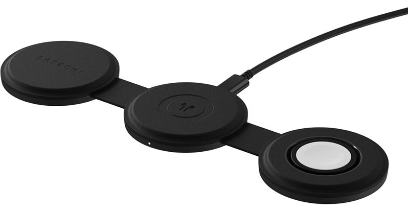 Беспроводное зарядное устройство Satechi OntheGo 3 в 1 Wireless Charger Black (ST-QTG31K) - Фото 1