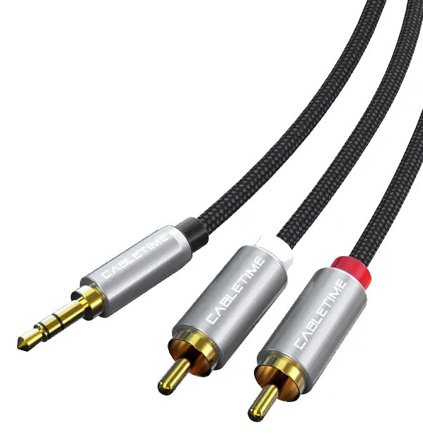 Кабель 3.5 мм - RCA Cabletime AUX 3.5 mm M - 2xRCA M 1.8m Black (CF13K) - Фото 1