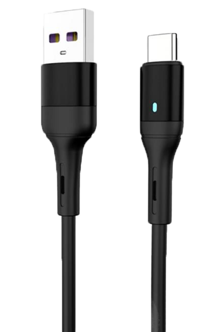 Кабель синхронізації даних SkyDolphin S06T LED Smart Power USB - Type-C 1m Black (USB-000557) - Фото 1