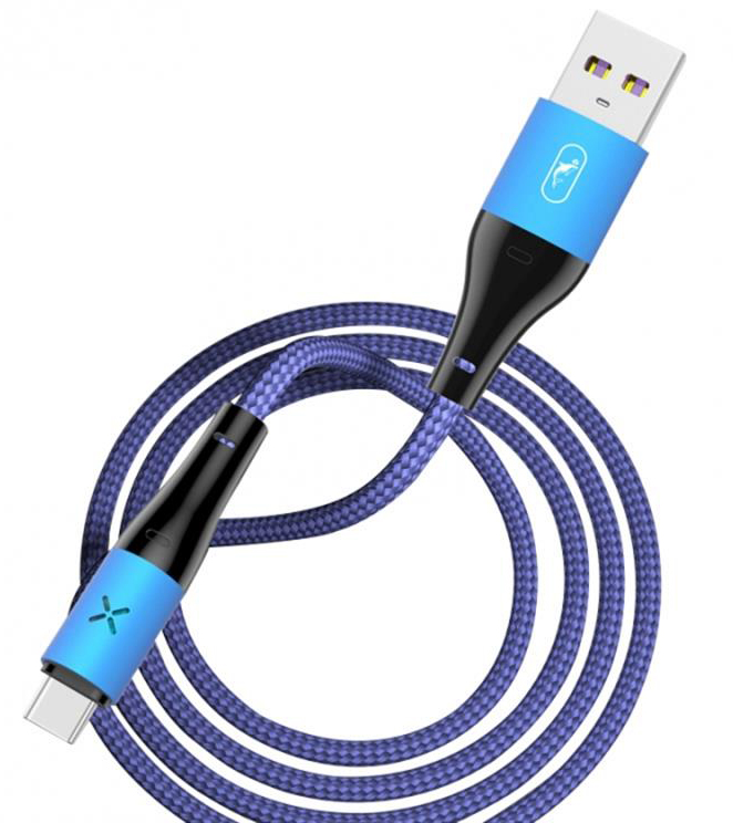 Кабель синхронізації даних SkyDolphin S49T LED Aluminium Alloy USB - Type-C 1m Blue (USB-000568) - Фото 1
