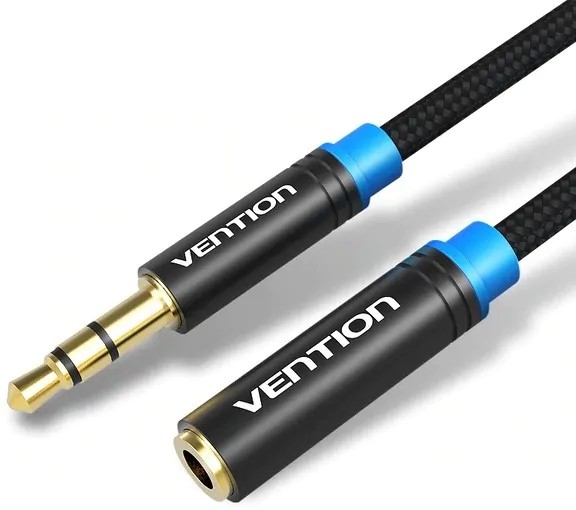 Кабель 3.5 мм - 3.5 мм Vention Audio 3.5 mm M - 3.5 mm F 5 m Black (VAB-B06-B500-M) - Фото 1