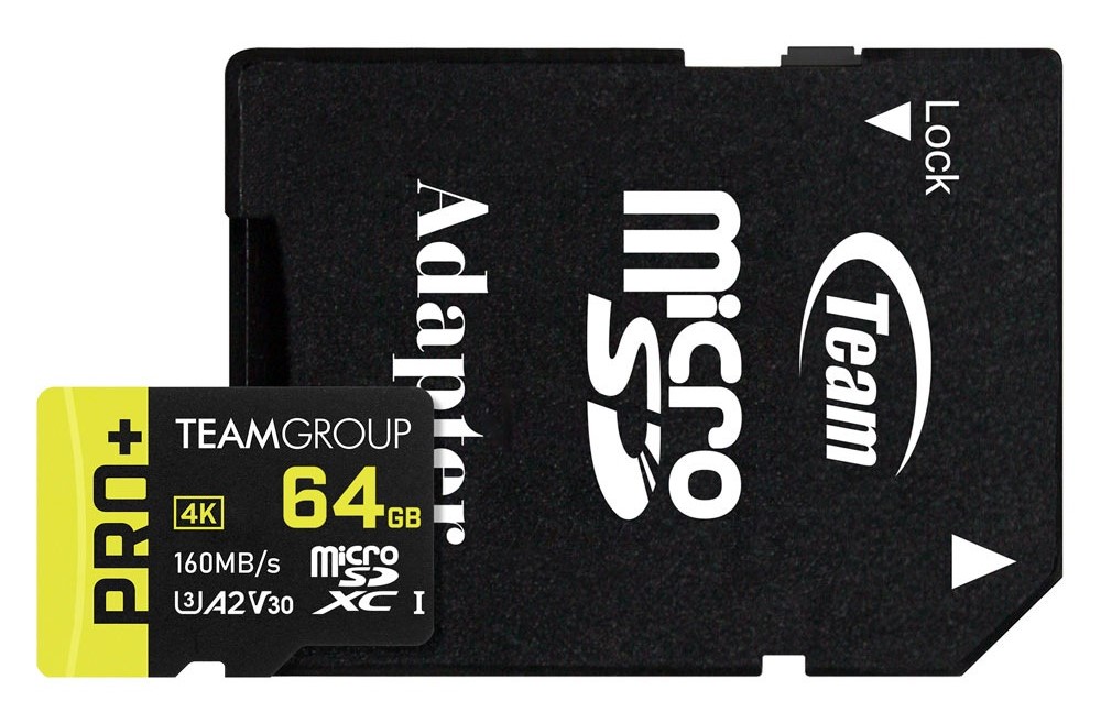 Карта пам'яті Team MicroSDXC  64GB UHS-I/U3 Class 10 Pro+ R160/W55MB/s + SD-адаптер (TPPMSDX64GIA2V3003) - Фото 1
