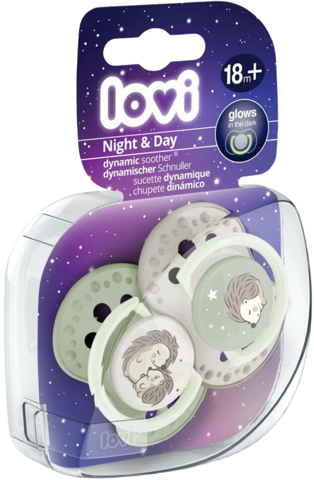 Динамическая пустышка Lovi 18+ м-цев 2 шт. Night&Day Girl Hedgehog (22/931) - Фото 1