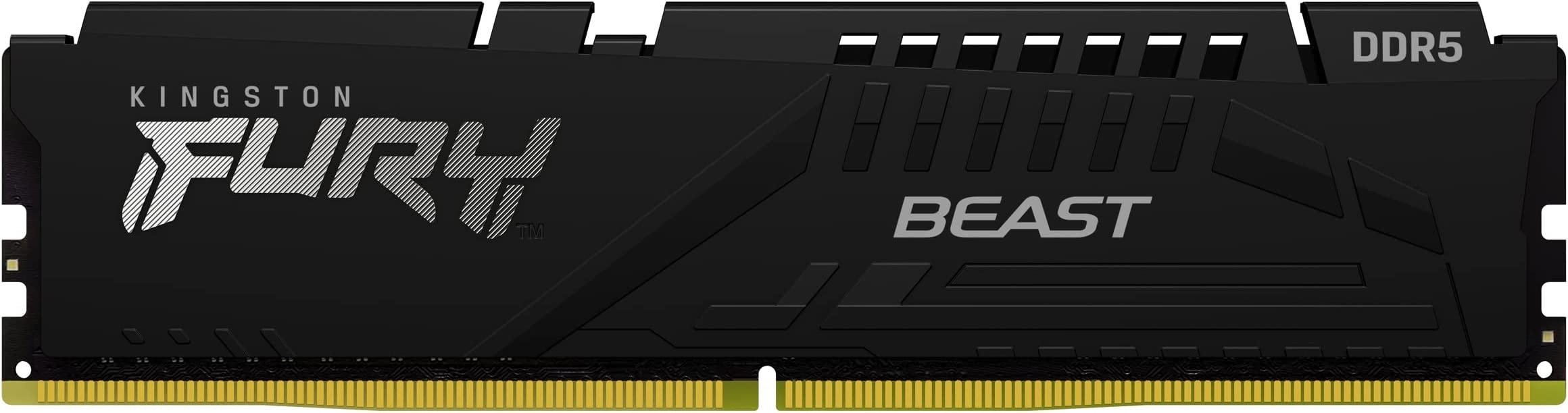 Память DDR Kingston DDR5 32GB 5200 FURY Beast Black RGB (KF552C40BBA-32) - Фото 1