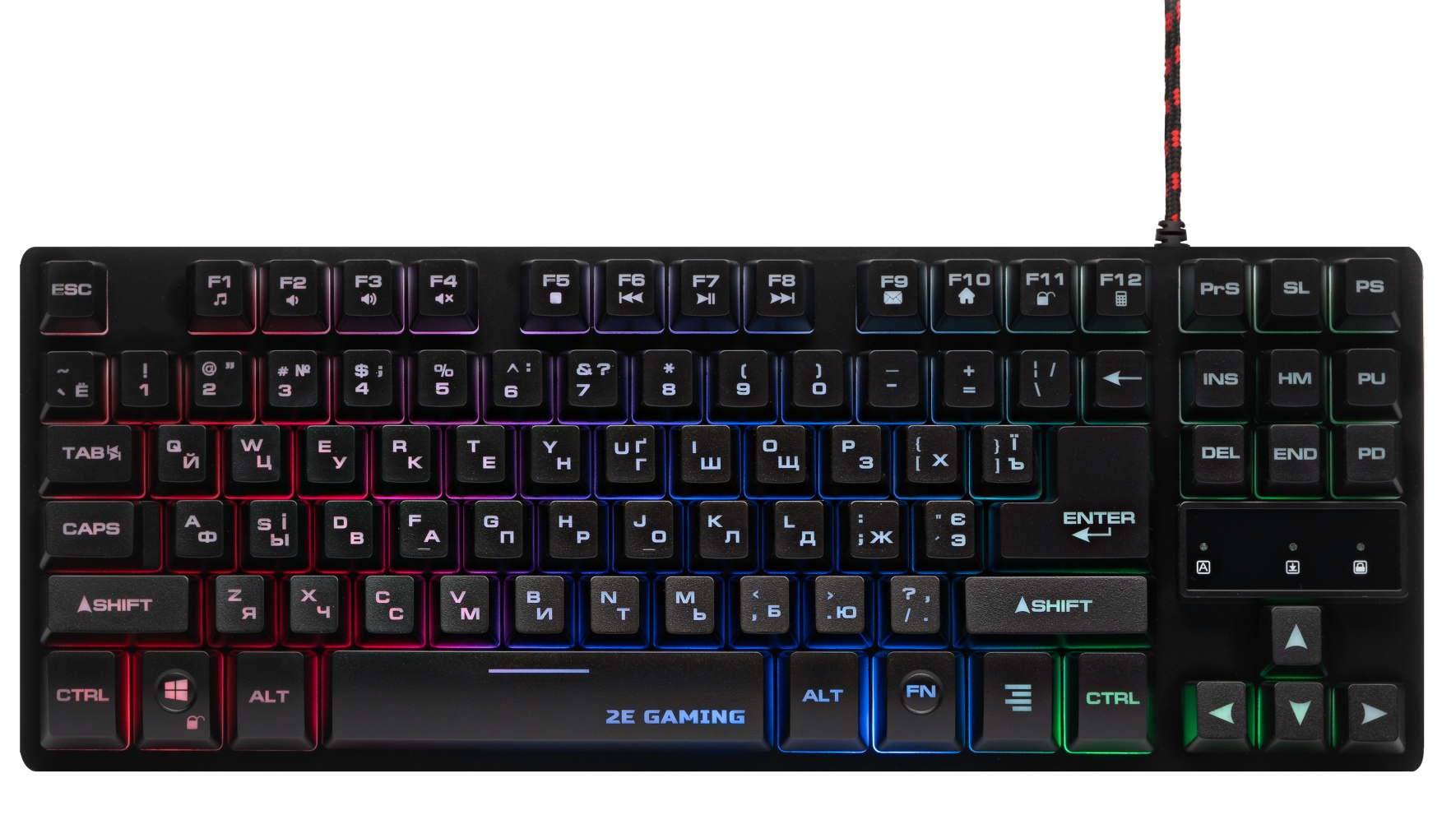 Клавиатура проводная игровая 2E KG290 87 keys LED USB Black Ukr (2E-KG290UB) - Фото 1
