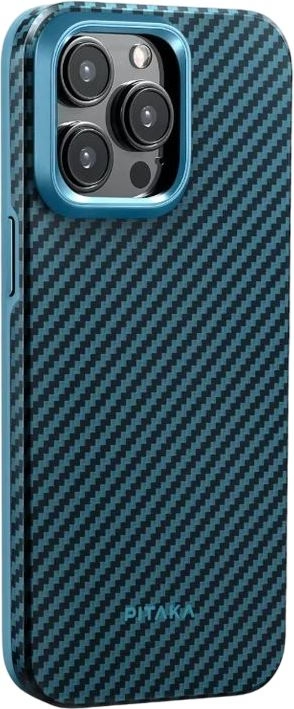 Чохол для смартфону Pitaka MagEZ Case Pro 4 Twill 1500D Black/Blue for iPhone 15 Pro (KI1508PPA) - Фото 1