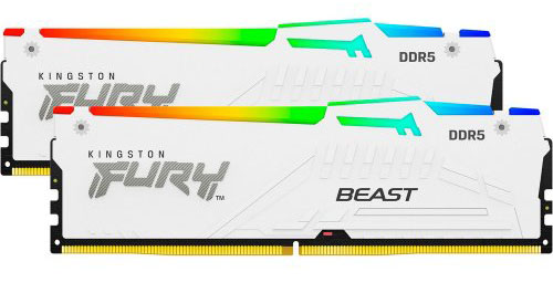 Память DDR Kingston Fury Beast White RGB 2x16GB/5200 DDR5 XMP (KF552C40BWAK2-32) - Фото 1