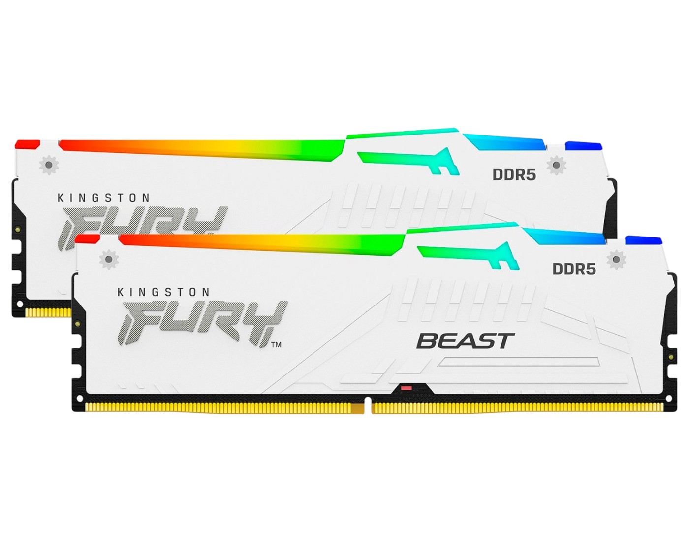 Память DDR Kingston 32GB DDR5 CL34 DIMM FURY Beast White RGB EXPO (KF568C34BWEAK2-32) - Фото 1