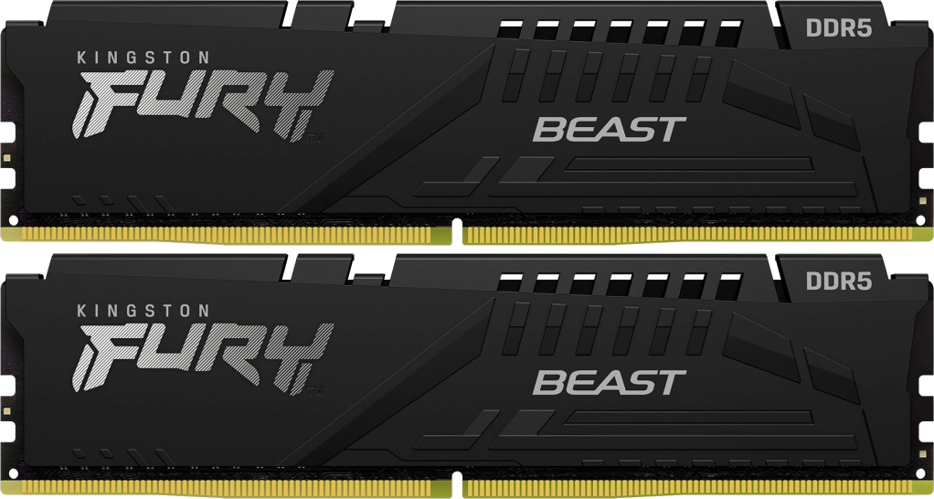 Память DDR Kingston DDR5 2x16GB/5200 Fury Beast Black (KF552C40BBK2-32) - Фото 1
