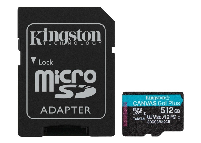 Карта памяти Kingston microSDXC 512Gb Canvas Go+ U3 V30 +adapter (SDCG3/512GB) - Фото 1
