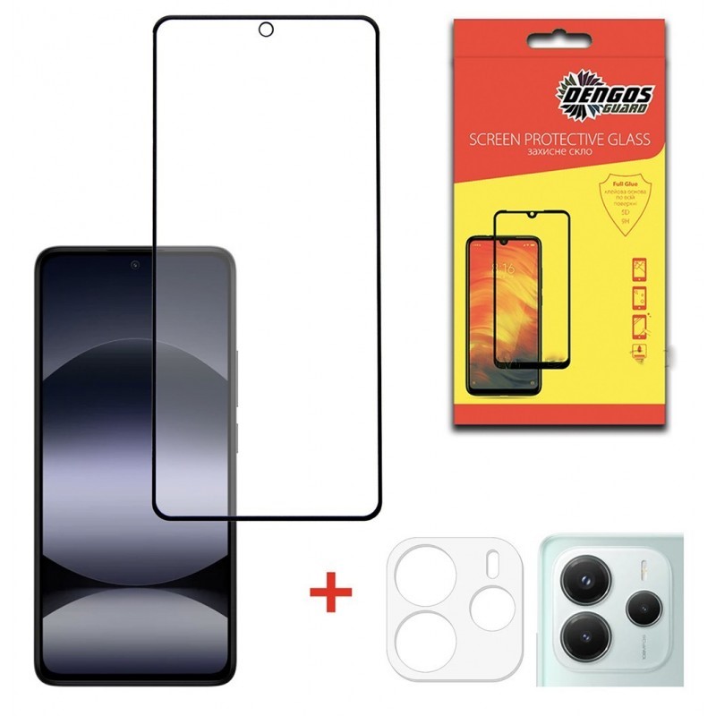 Защитное стекло для смартфона DENGOS Xiaomi Redmi Note 14 4G/5G Black Full Glue (DG-TGSCP-08) - Фото 1