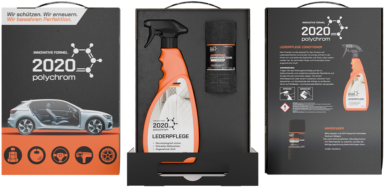 Средство для кожи авто Polychrom 2020 Carton Box SET Leather Conditioner for Auto 500 мл (микрофибра) "LEDERPLEGE" (1580) - Фото 1