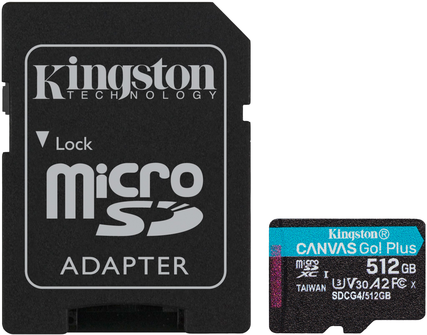 Карта памяти Kingston MicroSDXC 512GB Canvas Go! Plus G4 Class 10 UHS-I U3 V30 A2 + SD-adapter (SDCG4/512GB) - Фото 1