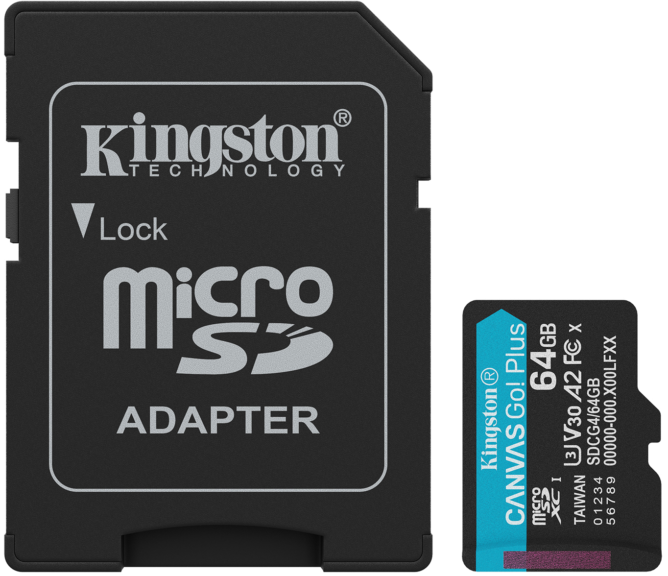 Карта пам'яті Kingston MicroSDXC 64GB Canvas Go! Plus G4 Class 10 UHS-I U3 V30 A2 + SD-adapter (SDCG4/64GB) - Фото 1
