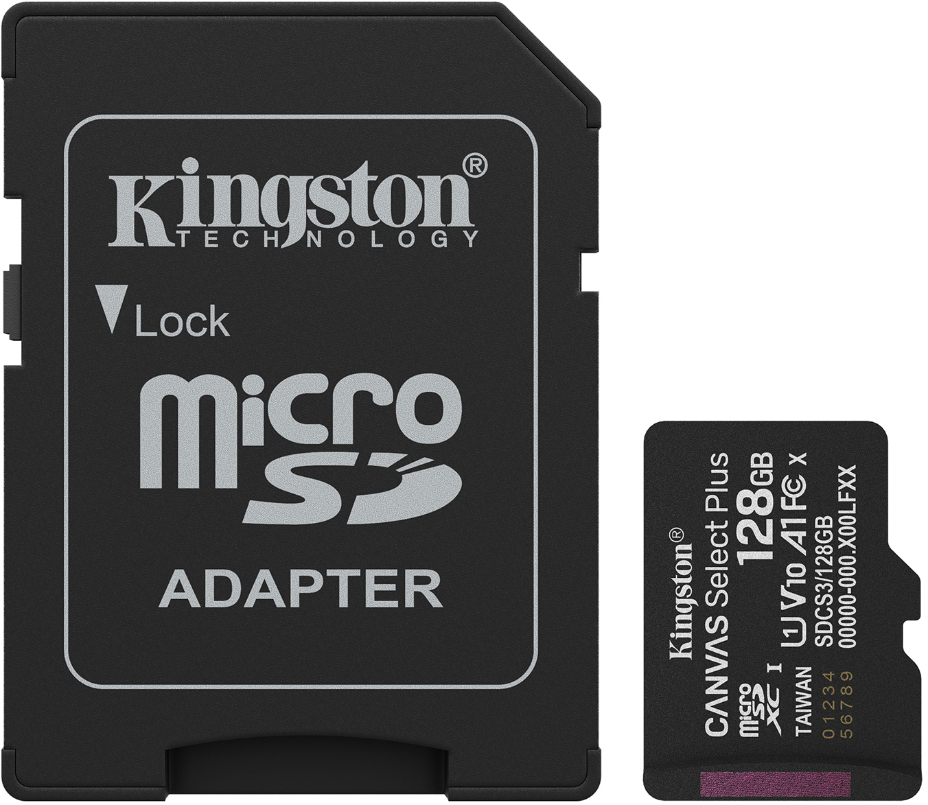 Карта пам'яті Kingston Canvas Select Plus Gen3 microSDXC 128GB Class 10 UHS-I U1 V10 A1 + SD-adapter (SDCS3/128GB) - Фото 1