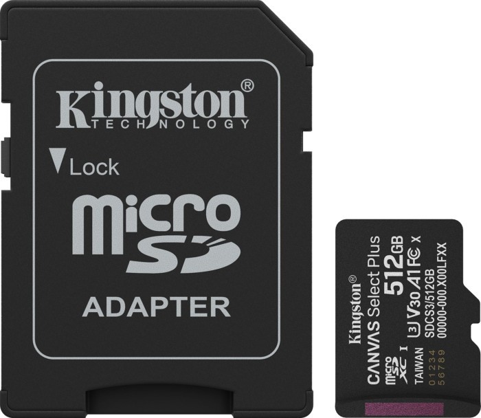 Карта памяти Kingston 512GB microSDXC Canvas Select Plus Gen3 (SDCS3/512GB) - Фото 1