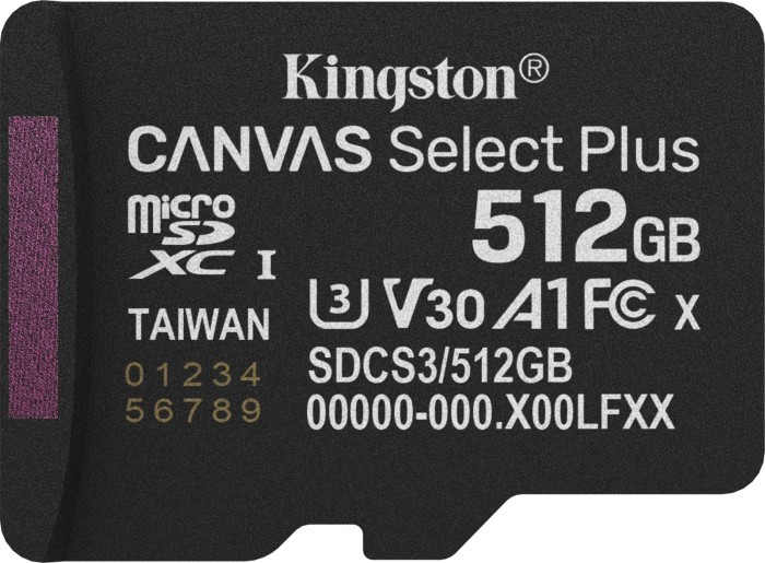 Карта памяти Kingston 512GB microSDXC Canvas Select Plus Gen3 (SDCS3/512GBSP) - Фото 1