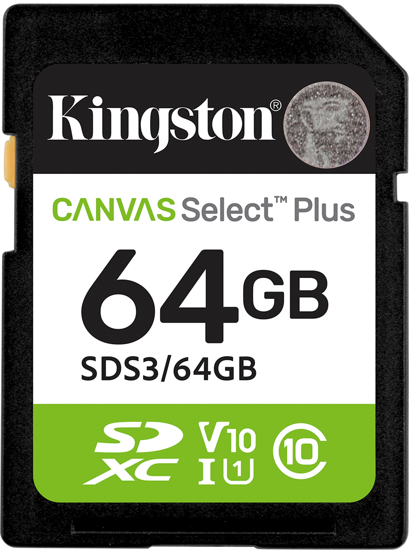 Карта пам'яті Kingston SD 64GB C10 UHS-I V10 (SDS3/64GB) - Фото 1