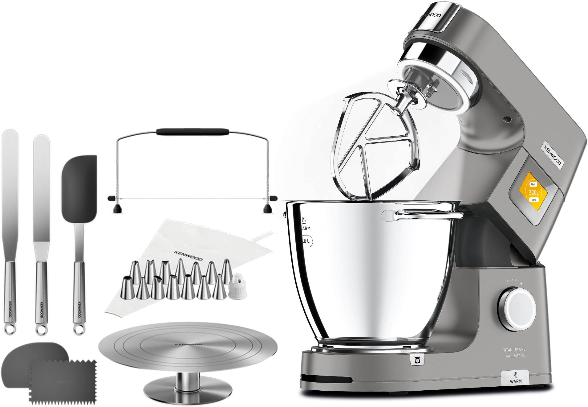 Комплект техніки Kenwood Кухонна машина і комбайн + Кухарський набір приладдя Kenwood KWL90.004SI + Кондитерський набір KWSD100