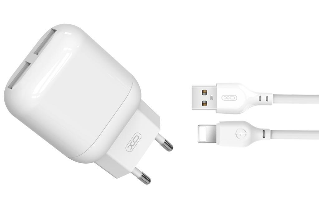 Сетевое зарядное устройство XO 2.4A/2USB + lightning White (L78-L-WH) - Фото 1