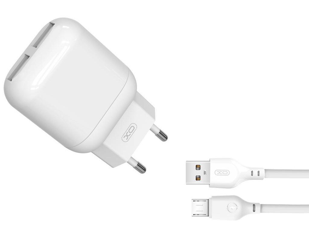 Сетевое зарядное устройство XO 2.4A/2USB + microUSB White (L78-M-WH) - Фото 1