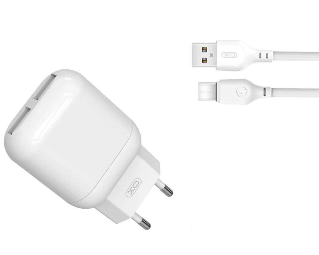Сетевое зарядное устройство XO 2.4A/2USB + Type-C White (L78-TC-WH) - Фото 1