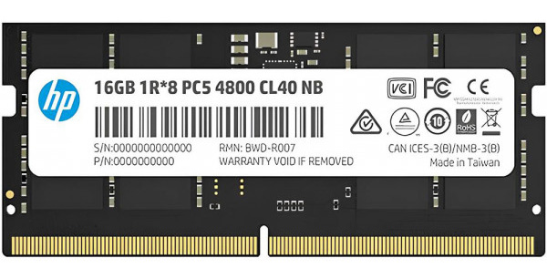 Память DDR HP SoDIMM 16Gb DDR5 4800 MHz HP X1, Retail (6H310AA) - Фото 1