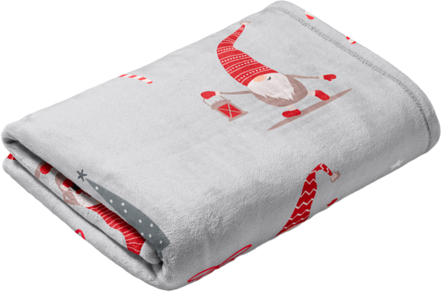 Плед полуторний Lelit Новорічний Сірий з гномами 150х200 см (1201617) - Фото 1