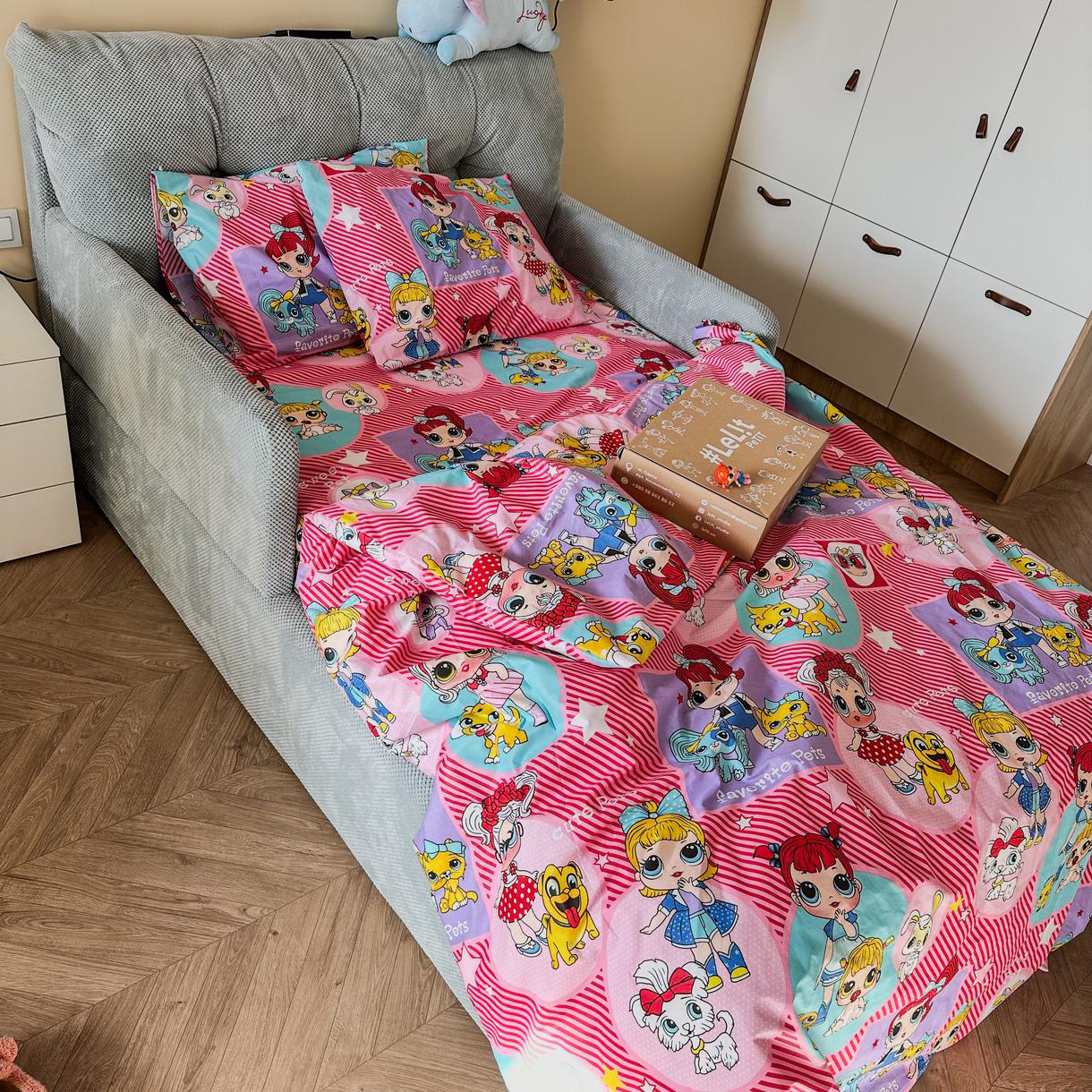 Комплект постельного белья детский Lelit Бязь Розовый Полуторная B-1157 (1194557) - Фото 1