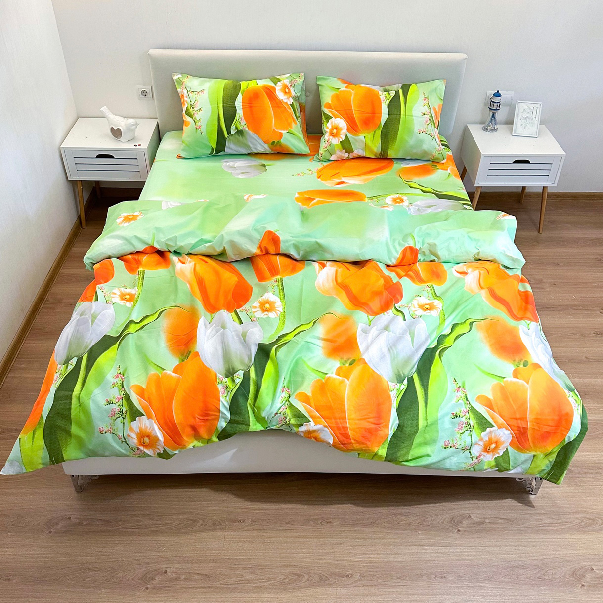 Комплект постельного белья Lelit P-0119 Поликотон Салатовый семейный (1194889) - Фото 1