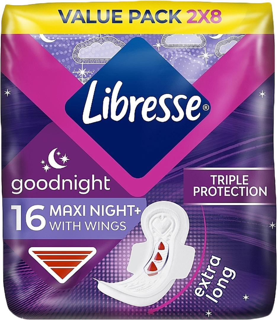 Прокладки гігієнічні Libresse Maxi Goodnight 16 шт. (7322541311708) - Фото 1