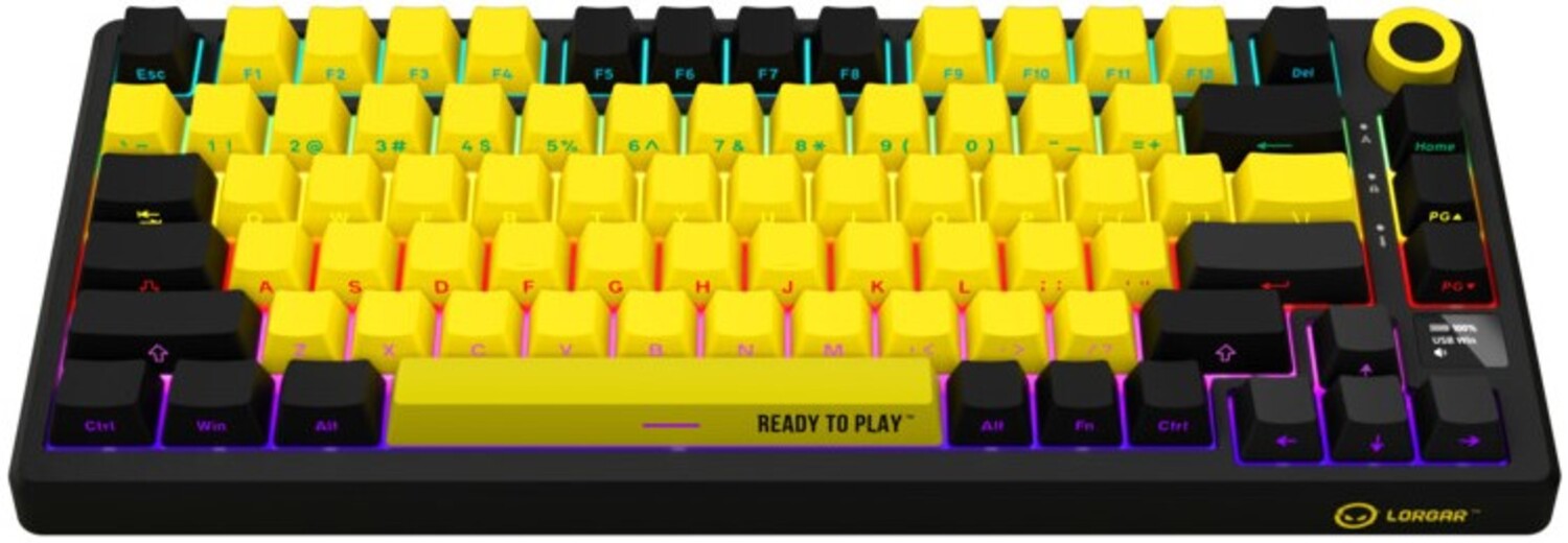 Клавиатура беспроводная игровая Lorgar KBP7075W Wireless Gaming Mechanical Pro Black-Yellow (LRG-KBP7075W-YL-US) - Фото 1