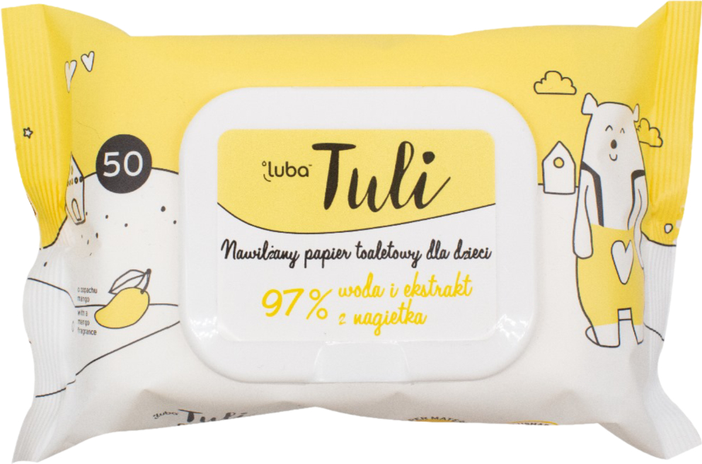 Вологий туалетний папір дитячий Luba Tuli 97% води і екстракт календули 50 шт. (LTPVBC50) - Фото 1