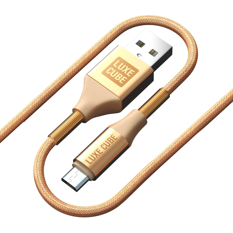 Кабель синхронизации данных Luxe Cube Armored USB-microUSB 1m Gold (8886669689204) - Фото 1