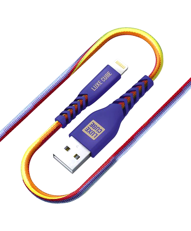 Кабель синхронізації даних Luxe Cube Kevlar USB-Lightning 1.2m Rainbow (8886668686341) - Фото 1