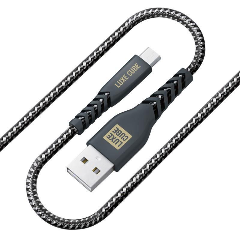 Кабель синхронизации данных Luxe Cube Kevlar USB-microUSB 1.2m Black (8886668686242) - Фото 1