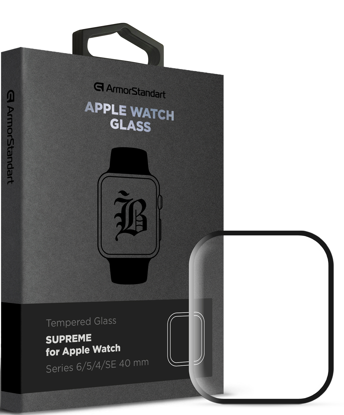 Защитное стекло для смарт-часов Armorstandart Supreme Black Icon for Apple Watch Series 6/5/4/SE 40 mm (ARM77082) - Фото 1