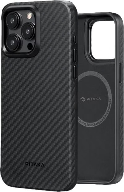 Чохол для смартфону Pitaka MagEZ Case Pro 4 Twill 1500D Black/Grey for iPhone 15 Pro Max (KI1501PMP) - Фото 1